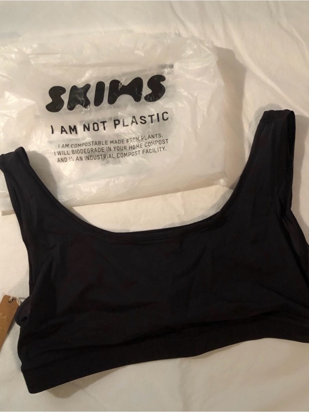 SKIMS Black Scoop-Neck Crop Bodysuit Top